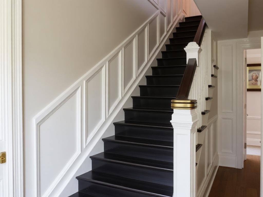 Trap en balustrade, wit & antraciet